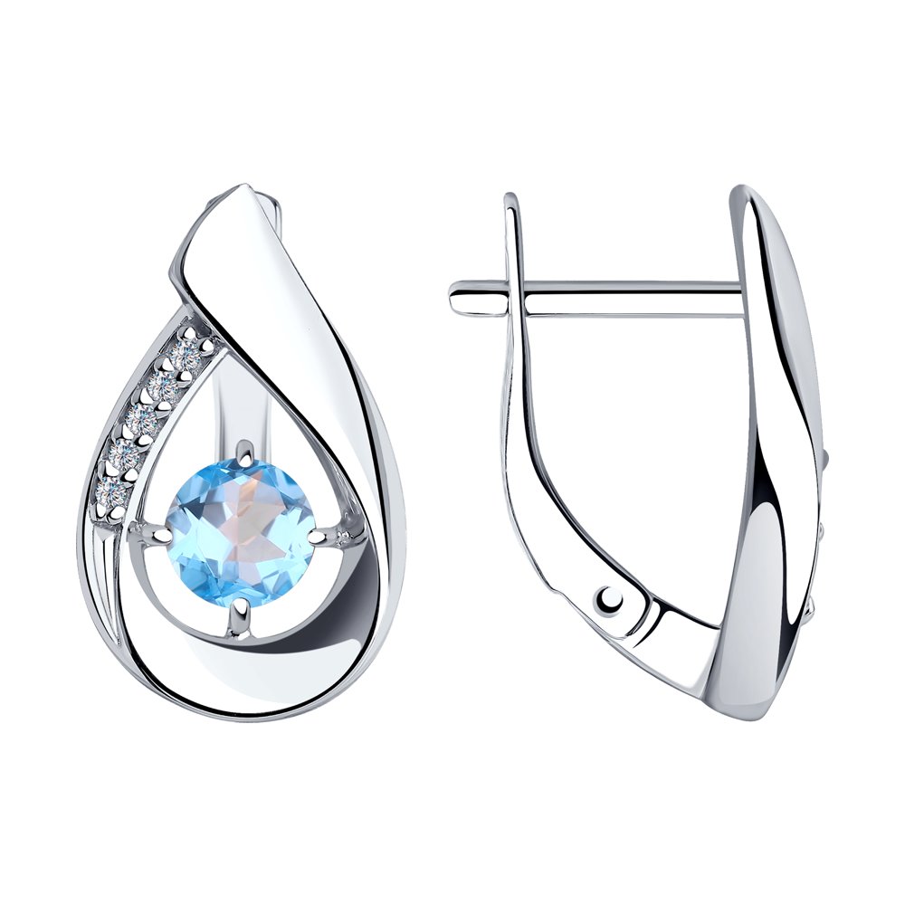 

Серьги из серебра Diamant 94-320-00695-1, топаз/фианит, 94-320-00695-1