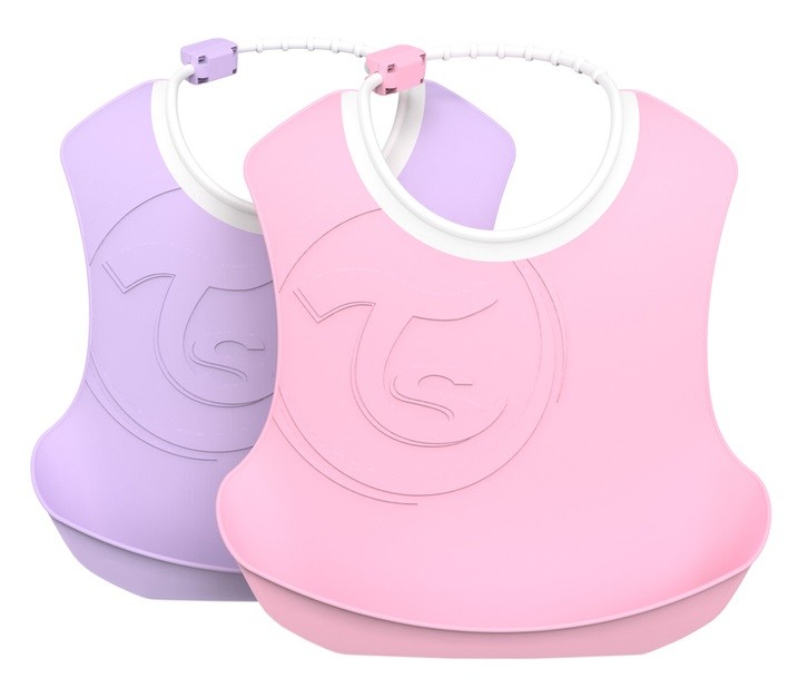 фото Детский нагрудник twistshake bib pastel pink/purple, 2 штуки