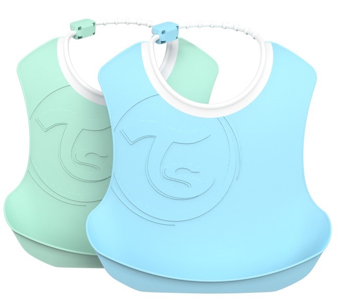 фото Детский нагрудник twistshake bib pastel blue/green, 2 штуки