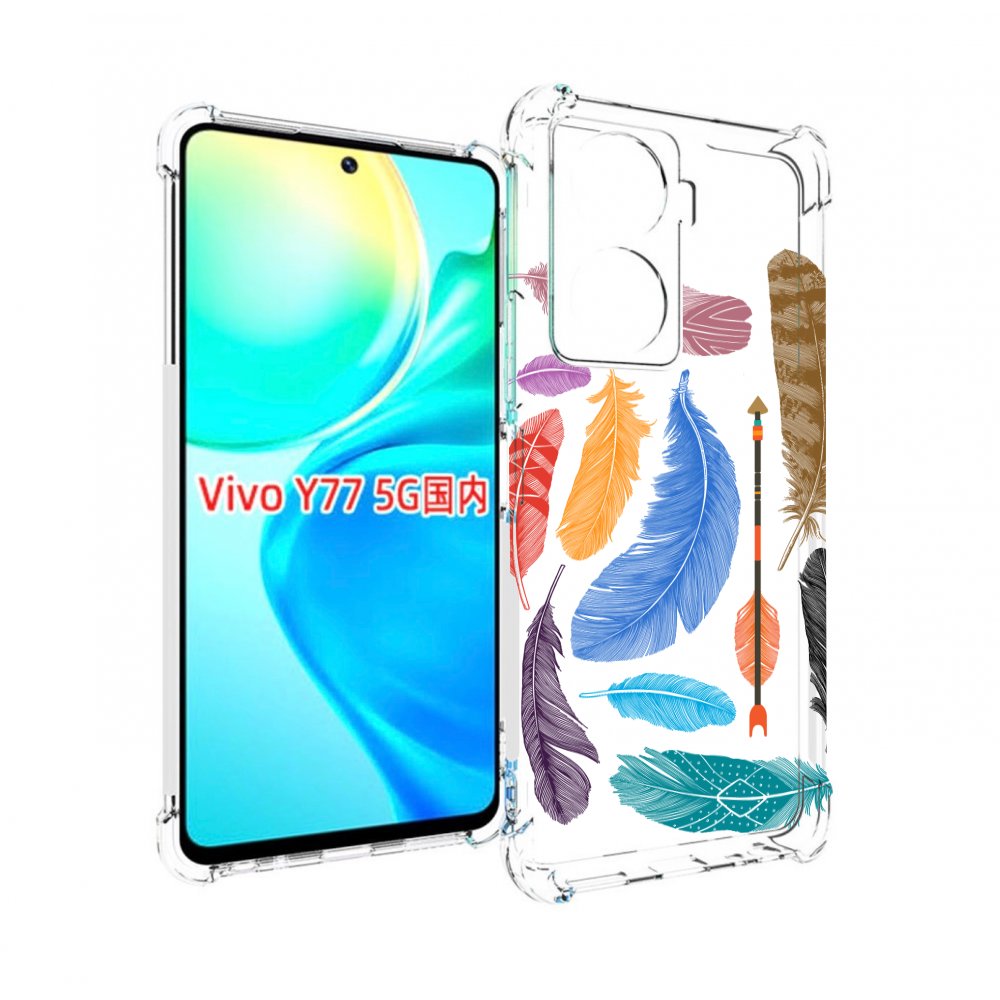 

Чехол MyPads разноцветные перья для Vivo Y77 5G, Прозрачный, Tocco