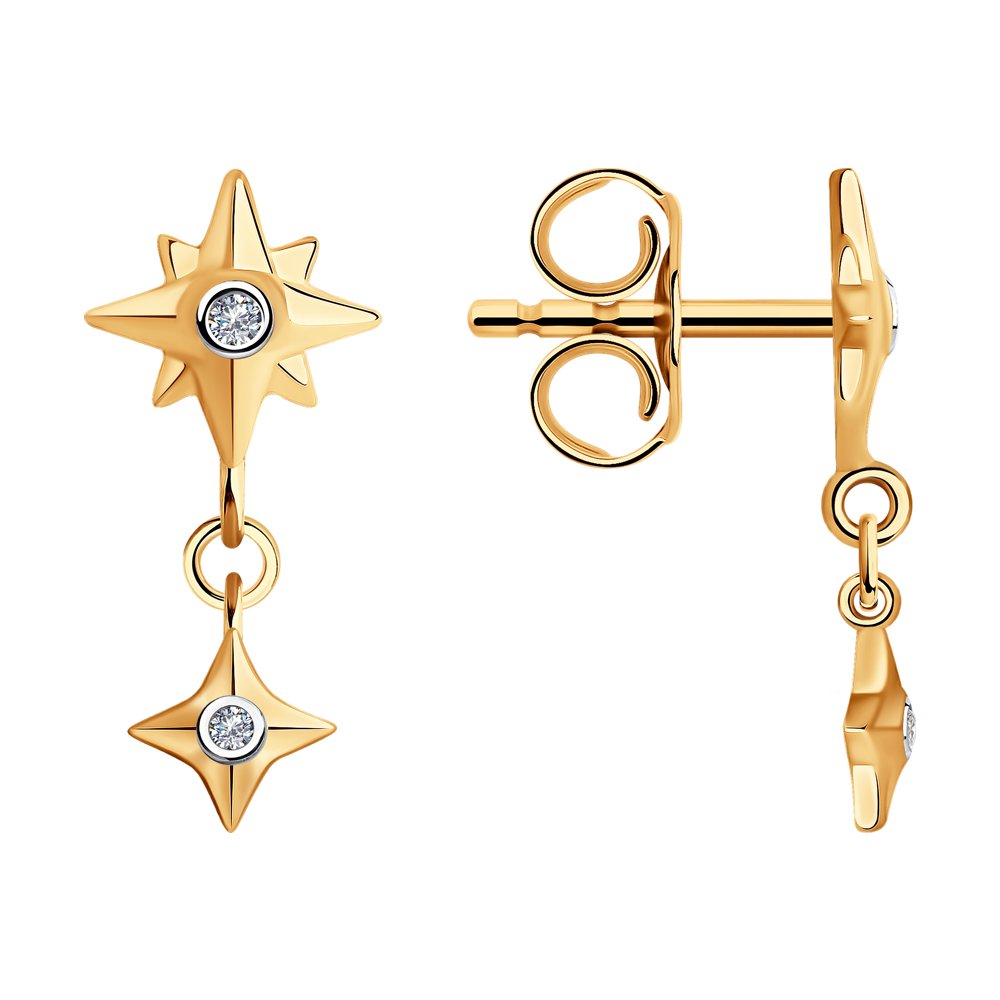 

Серьги из красного золота с бриллиантом искусственным SOKOLOV 1021579-5, 1021579-5