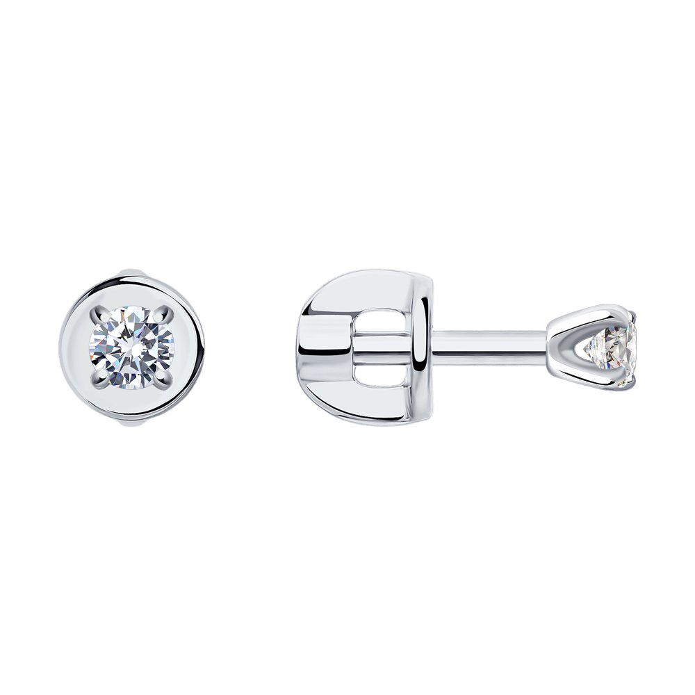 

Серьги пусеты из белого золота SOKOLOV Diamonds 1021815-3, бриллиант, 1021815-3