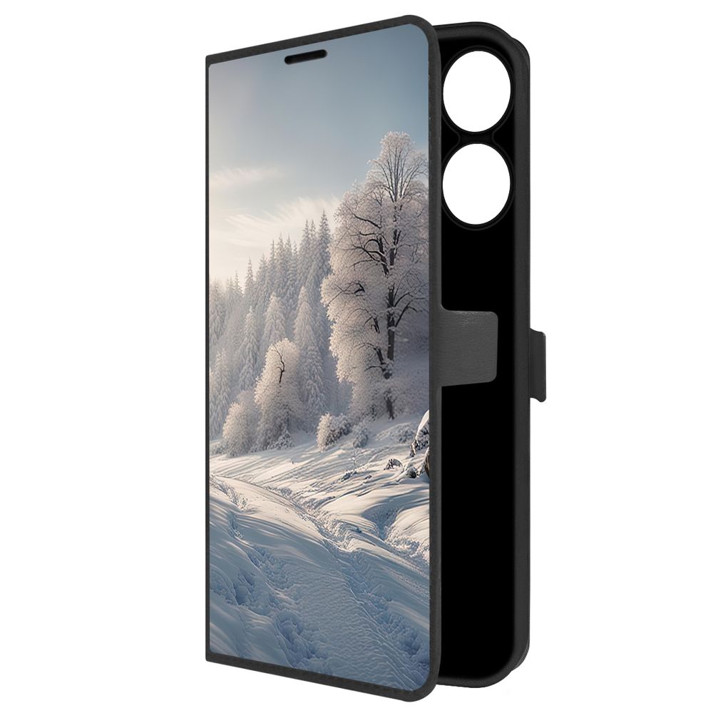 

Чехол-книжка Krutoff Eco Book для Realme Note 60 Снег (черный)