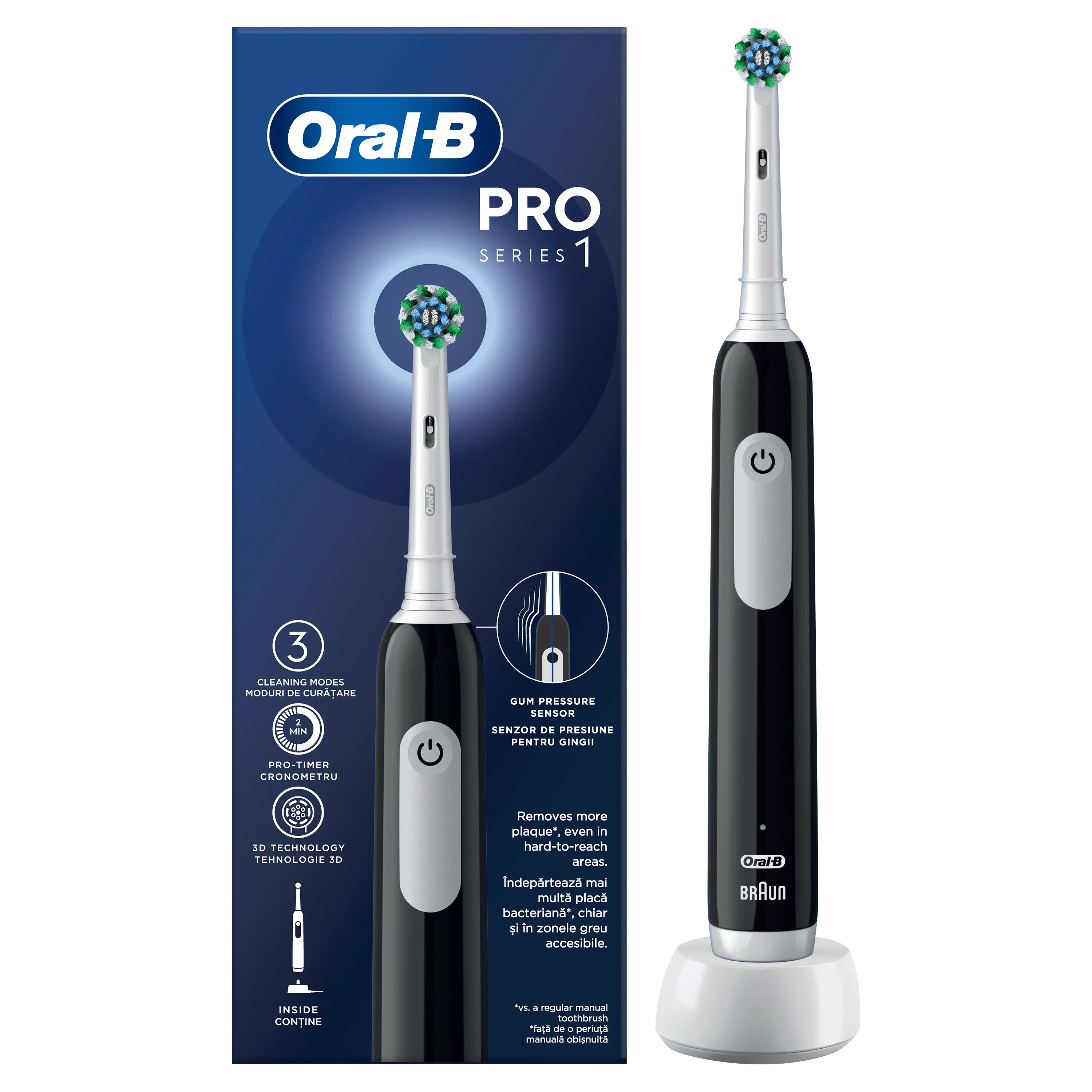 

Электрическая зубная щетка Oral-B Pro 1 белый; черный, Pro 1