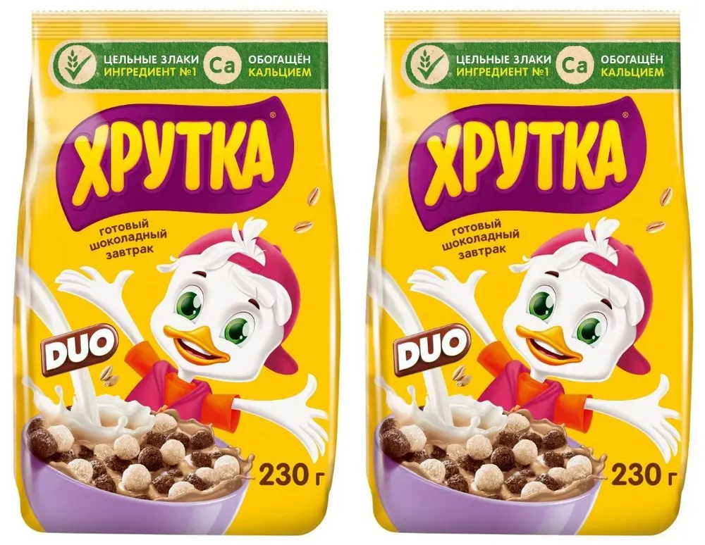 

Готовый завтрак Хрутка Шоколадные шарики DUO, 230 г х 2 шт, шоколадные