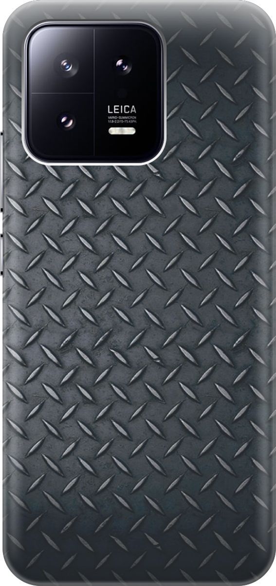 

Силиконовый чехол на Xiaomi 13 с принтом "Металлический лист", Серый;черный, 159016
