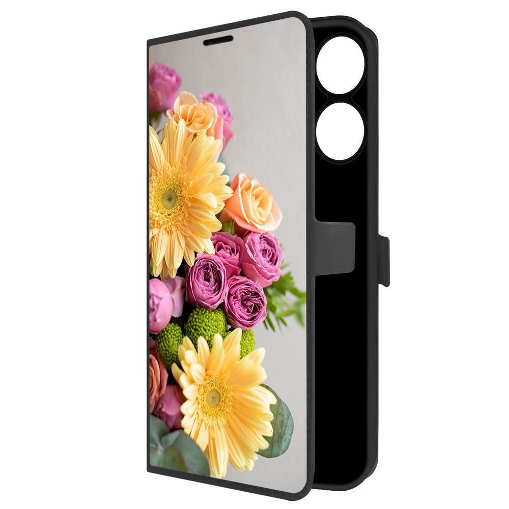 

Чехол-книжка Krutoff Eco Book для Realme Note 60X Букет (черный)