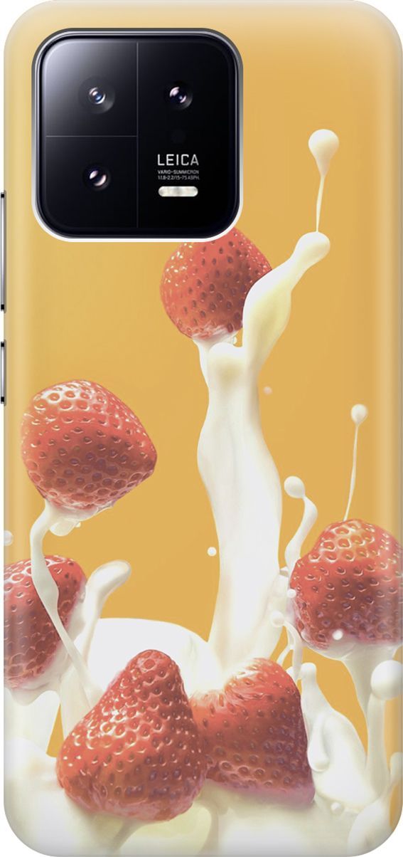 

Силиконовый чехол на Xiaomi 13 с принтом "Клубника и сливки", Белый;желтый, 159015