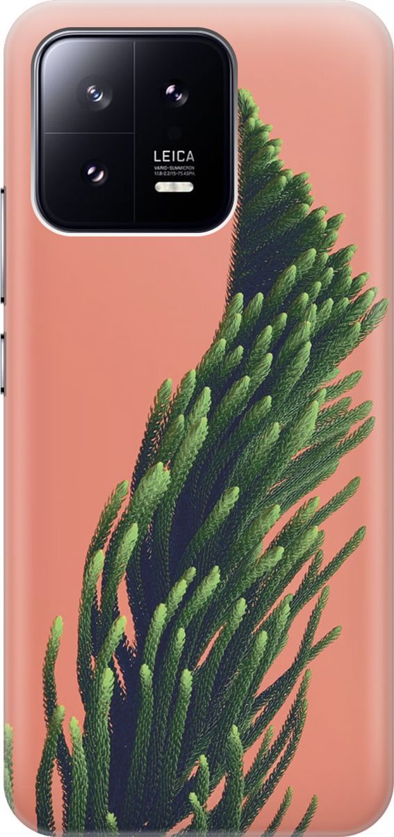 

Силиконовый чехол на Xiaomi 13 с принтом "Хвоя на розовом", Зеленый;розовый, 159014