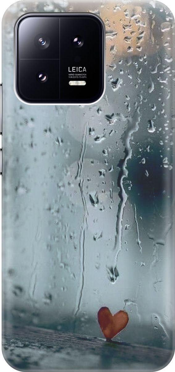 

Силиконовый чехол на Xiaomi 13 с принтом "Сердечко на фоне дождя", Зеленый;красный, 159003