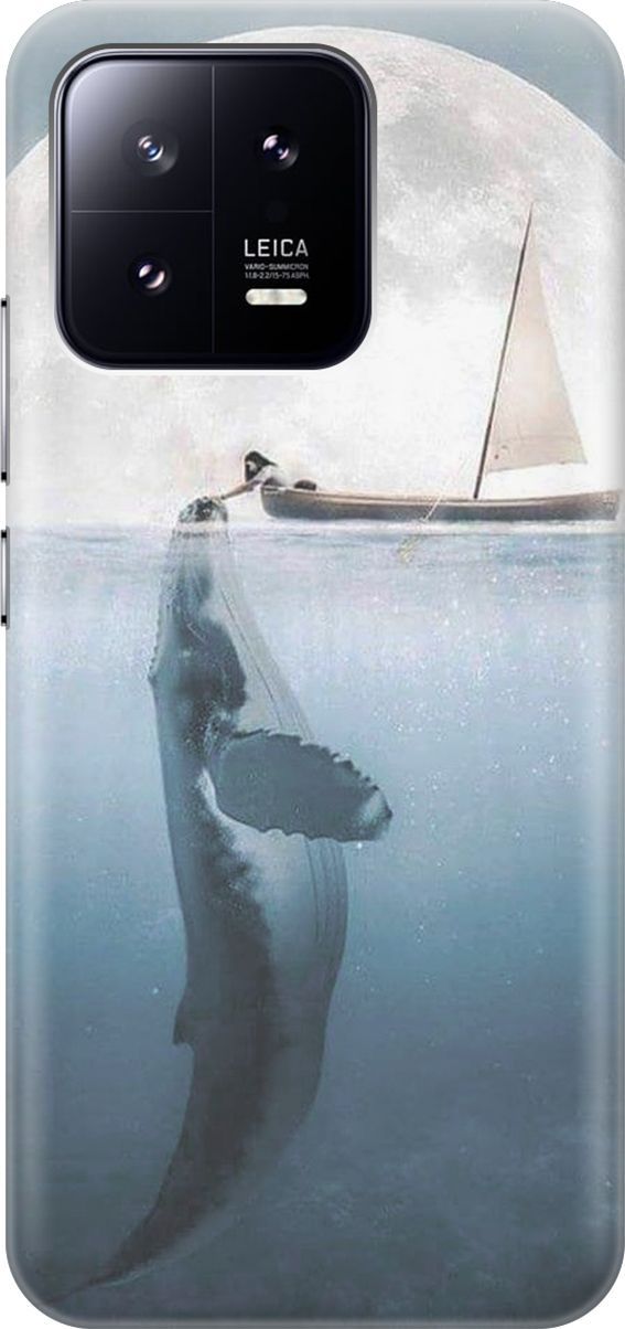 

Силиконовый чехол на Xiaomi 13 с принтом "Кит и лодка", Белый;голубой, 159006