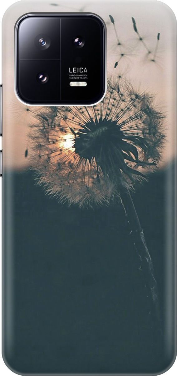 

Силиконовый чехол на Xiaomi 13 с принтом "Одуванчик на закате", Серый;черный, 159011