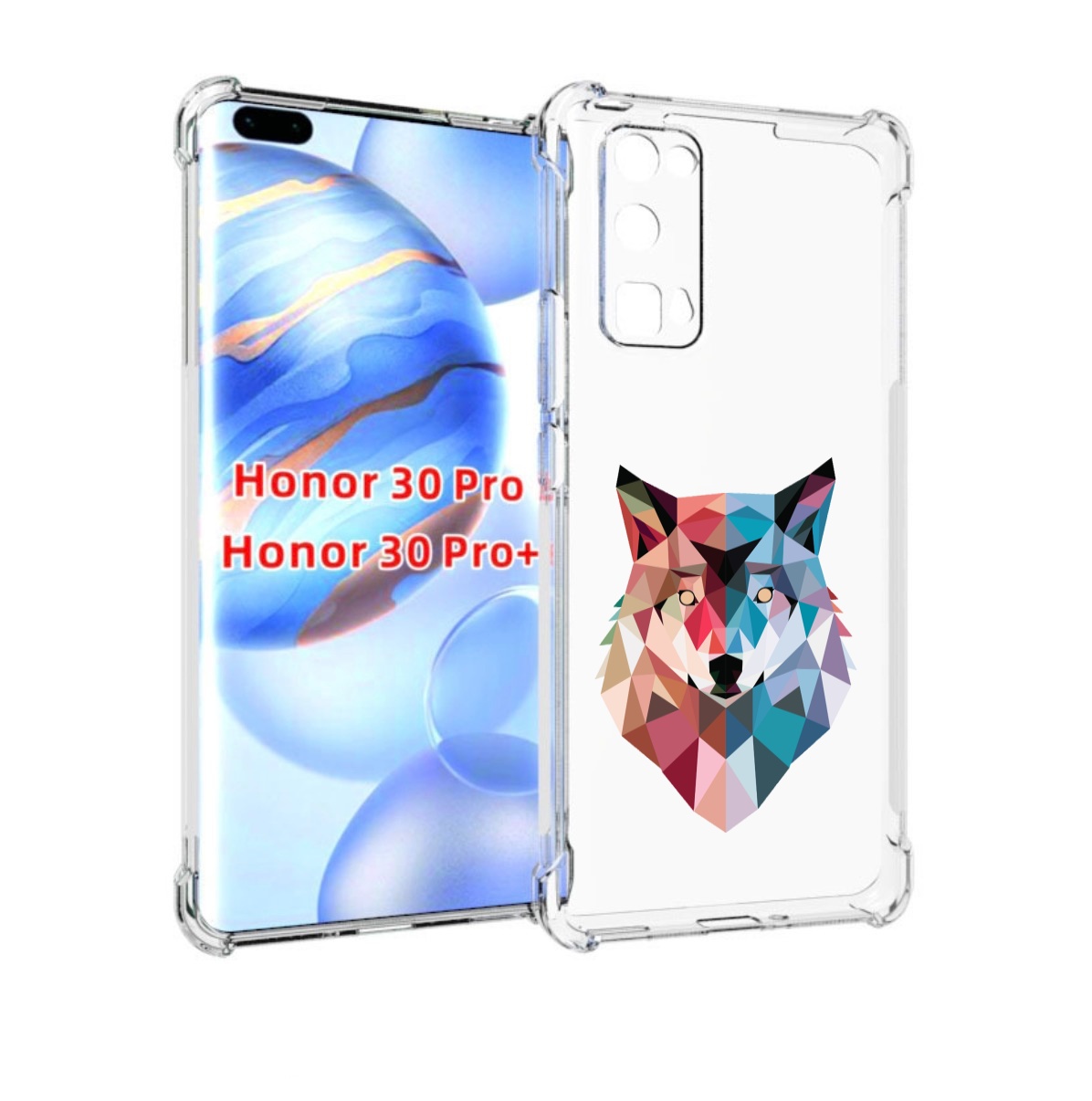 

Чехол бампер MyPads Геометрический-волк для Honor 30 Pro, Прозрачный, Tocco