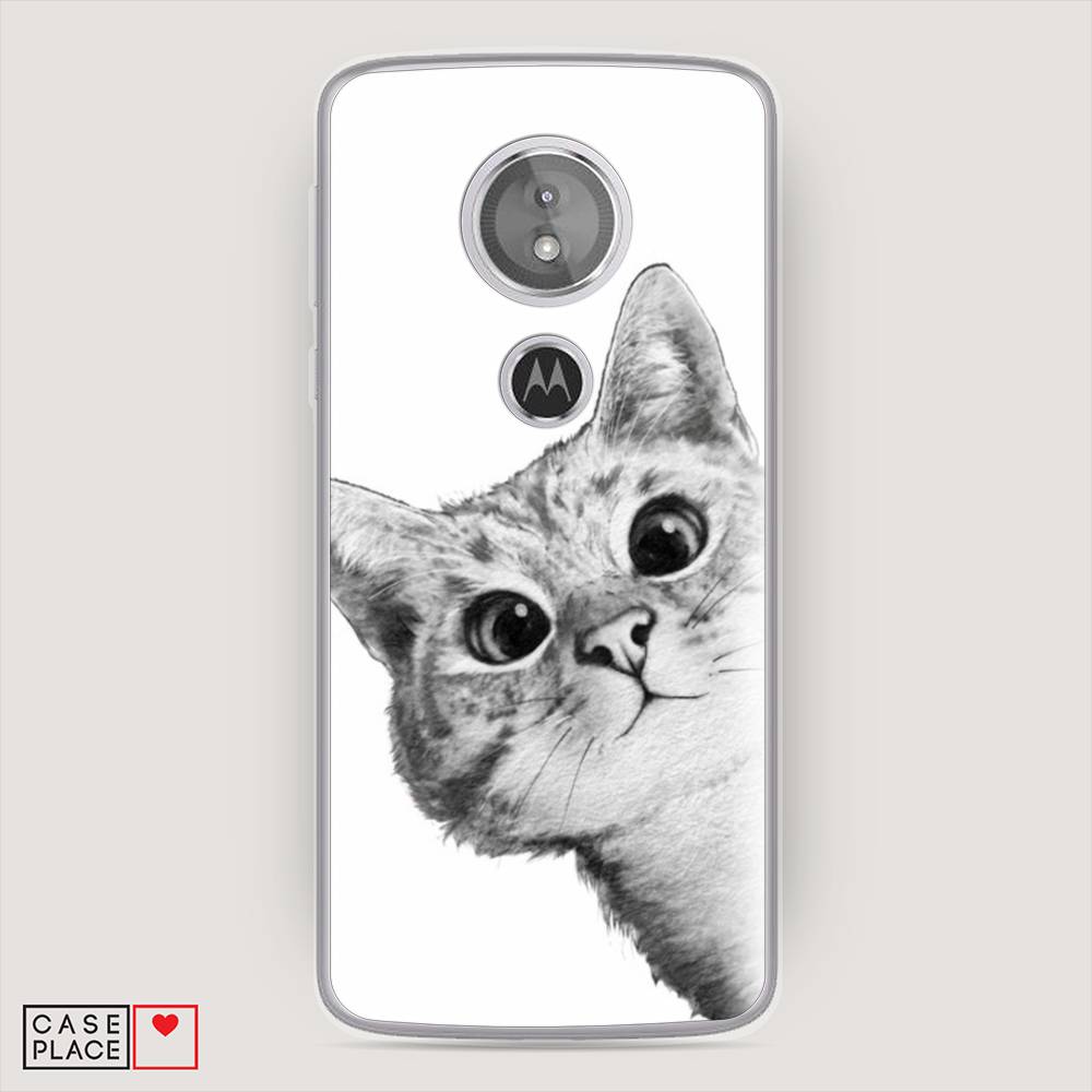 фото Силиконовый чехол "кот рисунок черно-белый" на motorola moto g6 play awog
