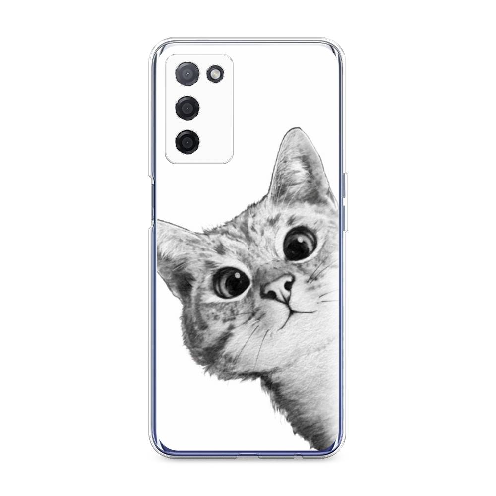 фото Силиконовый чехол "кот рисунок черно-белый" на oppo a55 awog