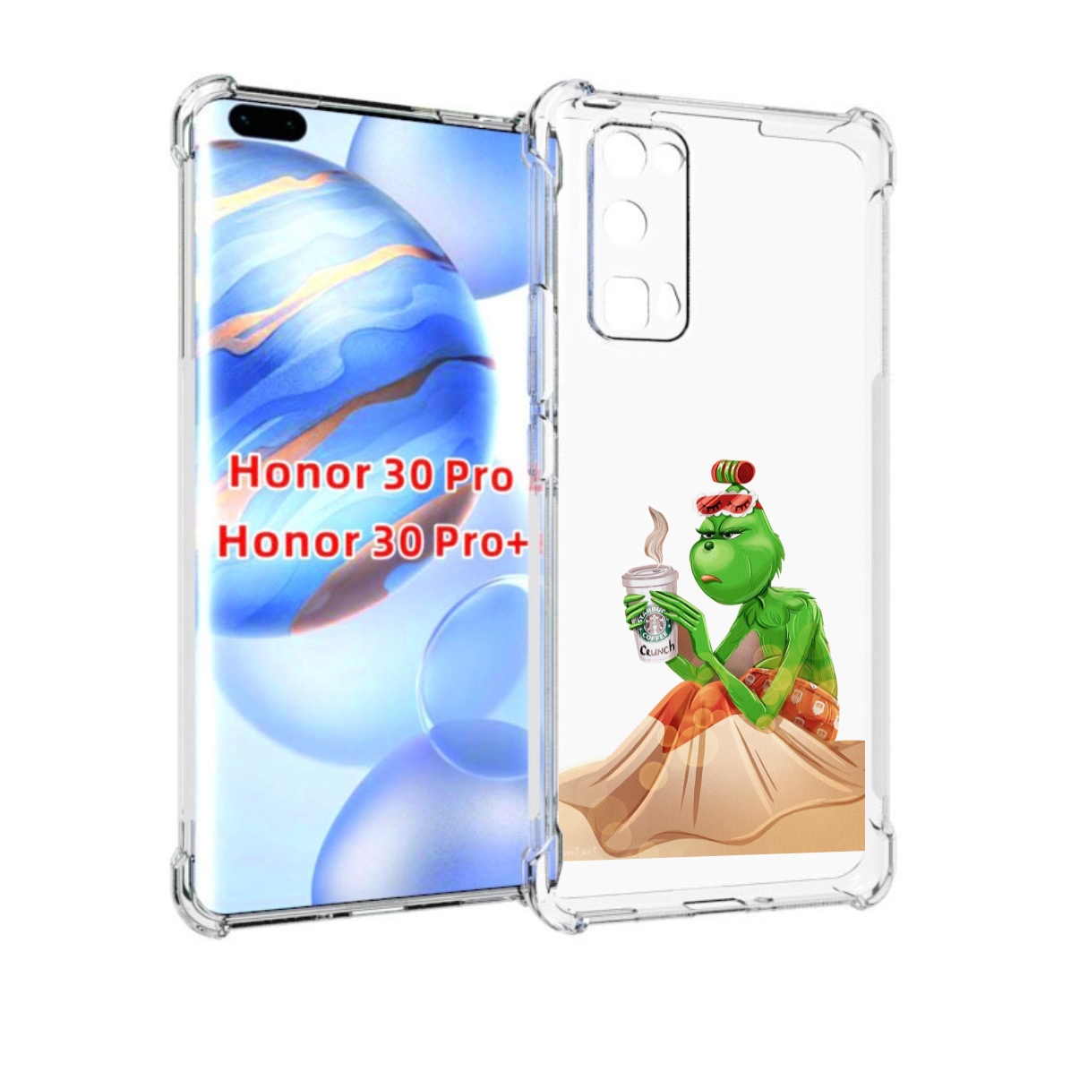 

Чехол бампер MyPads Гринч-в-платье для Honor 30 Pro, Прозрачный, Tocco