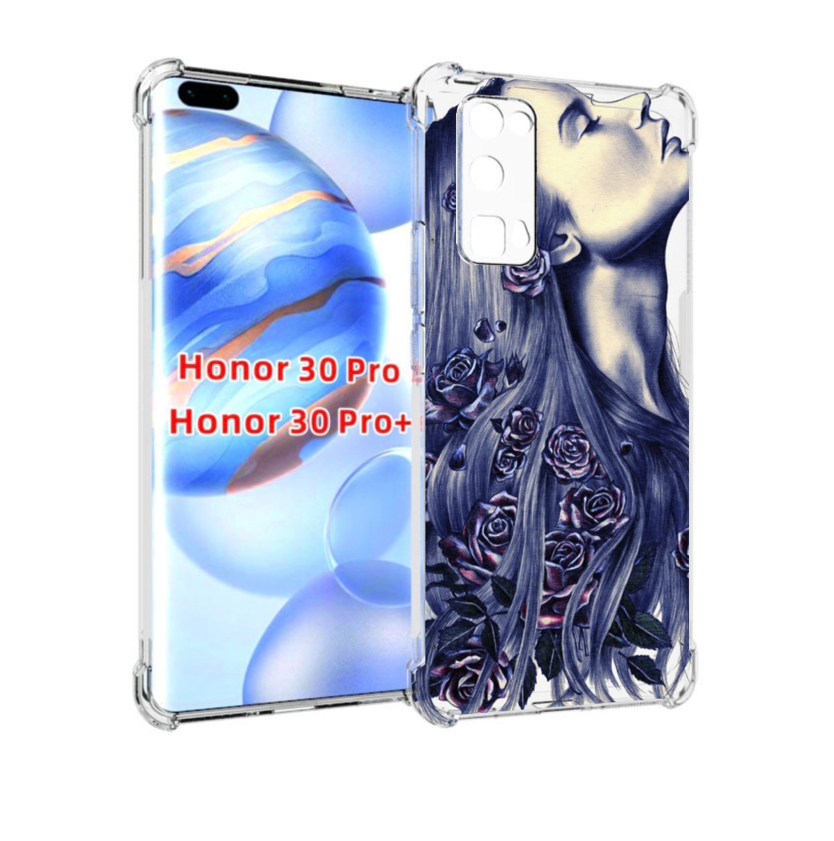 Чехол бампер MyPads Девушка с розами женский для Honor 30