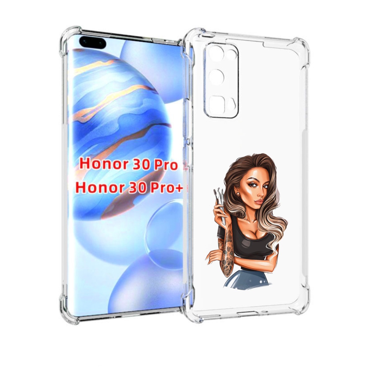 

Чехол бампер MyPads Девушка-бровист для Honor 30 Pro Honor, Прозрачный, Tocco