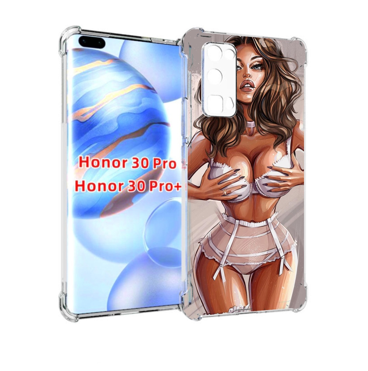 

Чехол бампер MyPads Девушка-в-кружевном для Honor 30 Pro, Прозрачный, Tocco