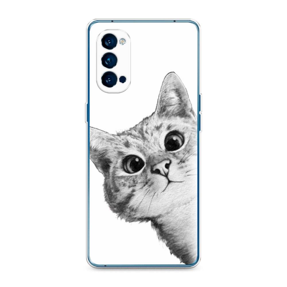 фото Силиконовый чехол "кот рисунок черно-белый" на oppo reno 4 pro 5g awog