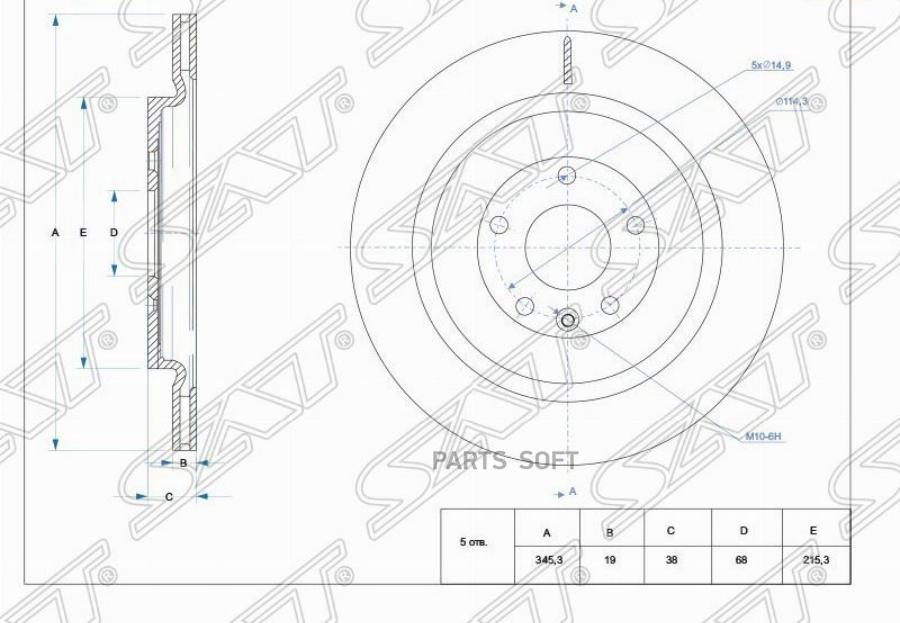 

Диск Тормозной Перед Ford Explorer 11- Sat арт. ST-CB5Z-1125-A