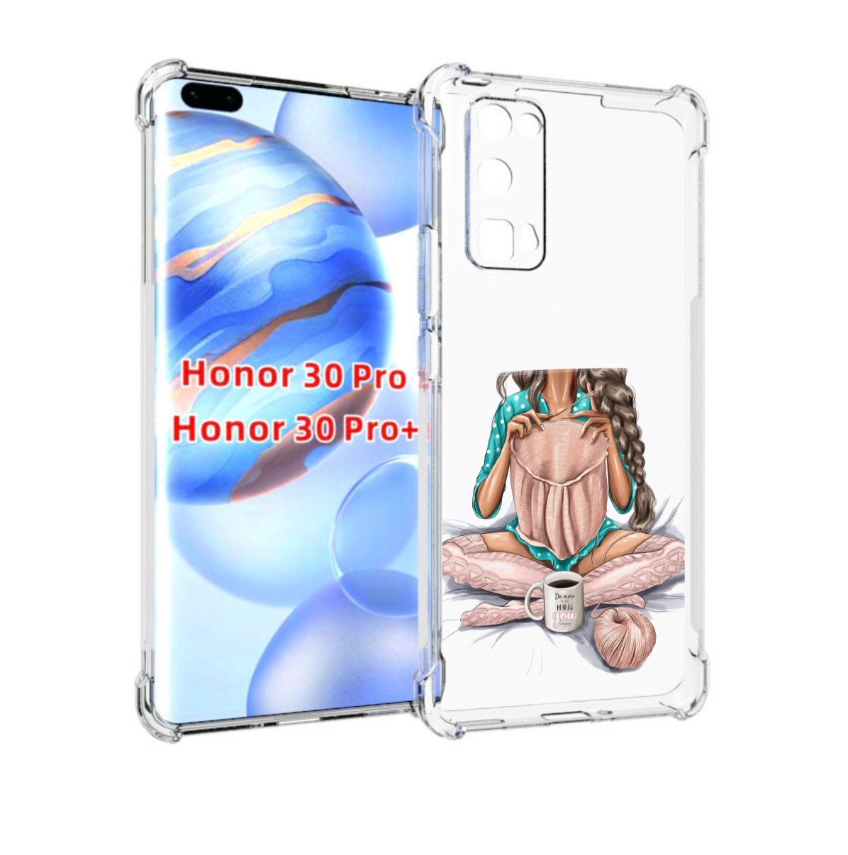 

Чехол бампер MyPads Девушка-вяжет женский для Honor 30 Pr, Прозрачный, Tocco