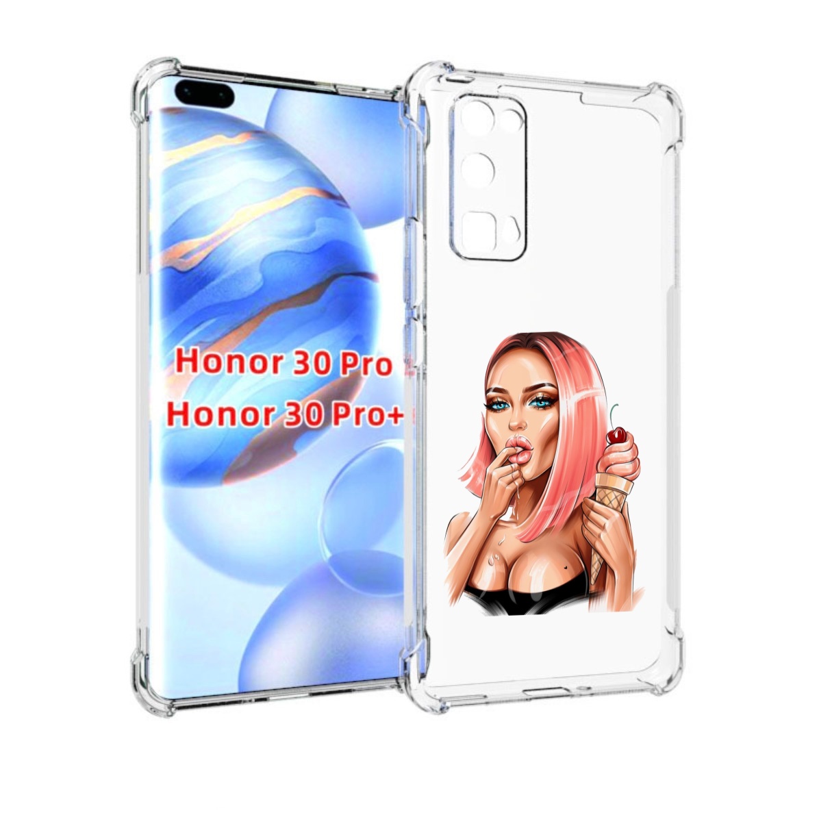 

Чехол бампер MyPads Девушка-и-мороженое женский для Honor, Прозрачный, Tocco