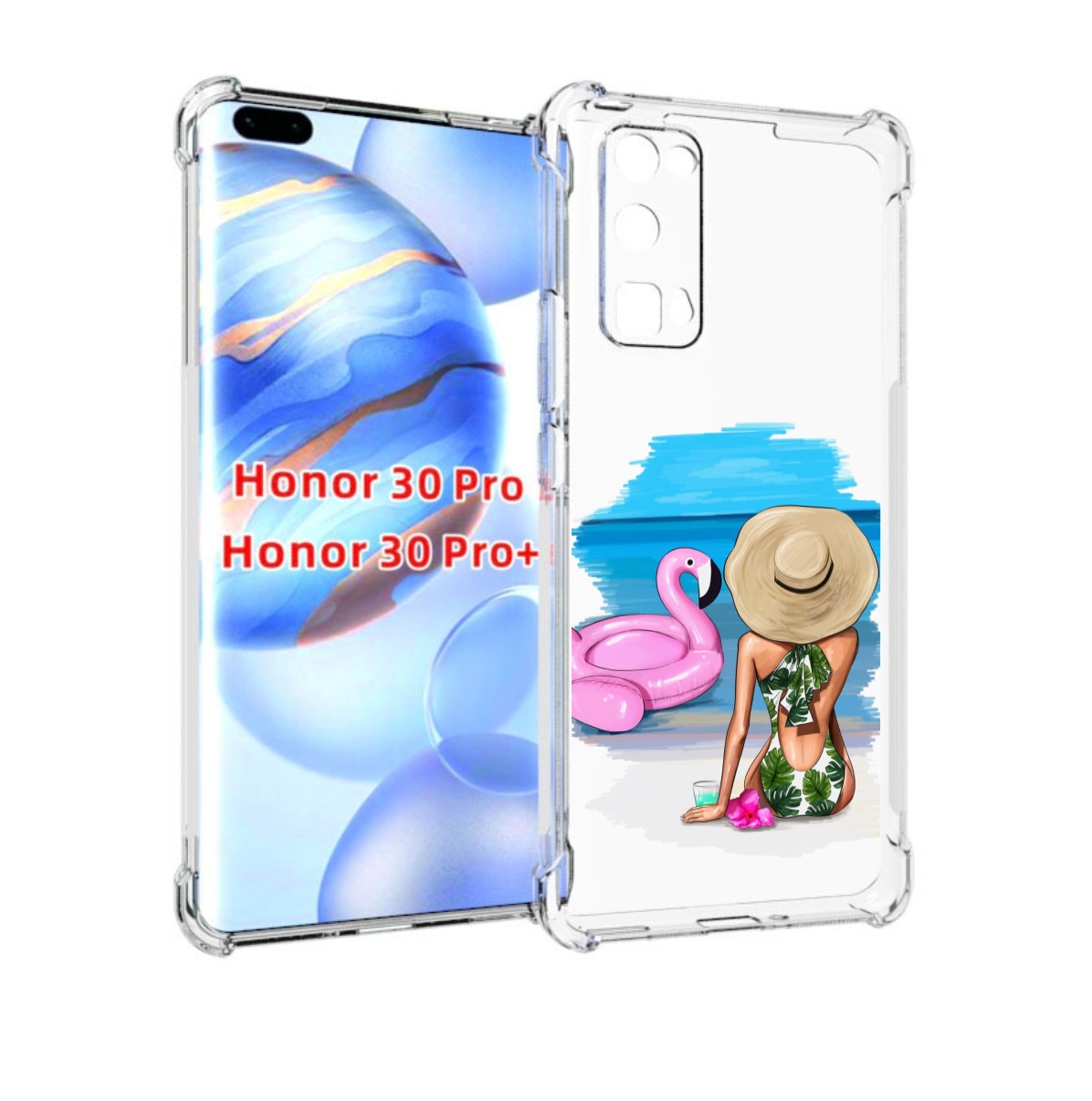 

Чехол бампер MyPads Девушка-и-фламинго женский для Honor, Прозрачный, Tocco