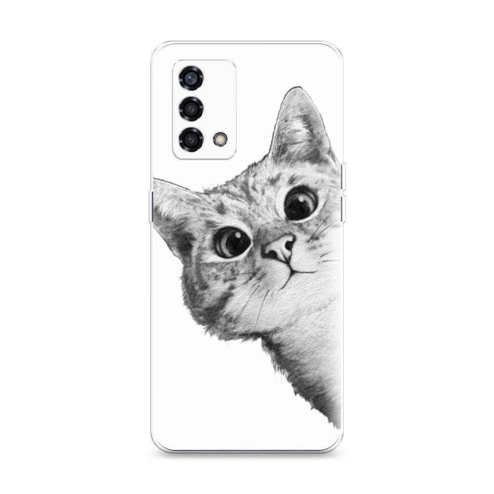 фото Силиконовый чехол "кот рисунок черно-белый" на oppo reno 6 lite awog