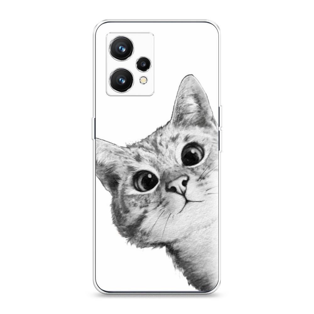 фото Силиконовый чехол "кот рисунок черно-белый" на realme 9 awog