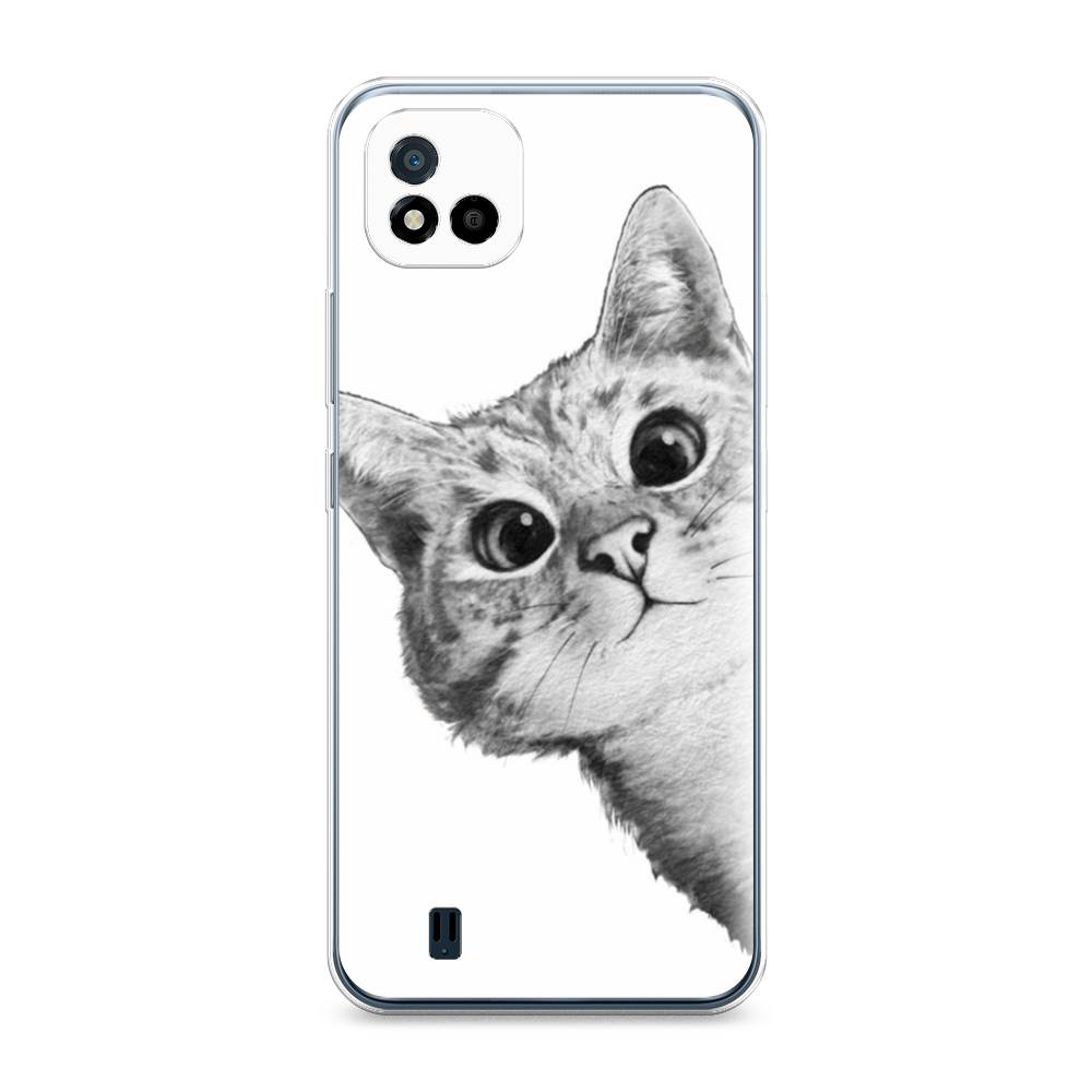 фото Силиконовый чехол "кот рисунок черно-белый" на realme c11 (2021) awog