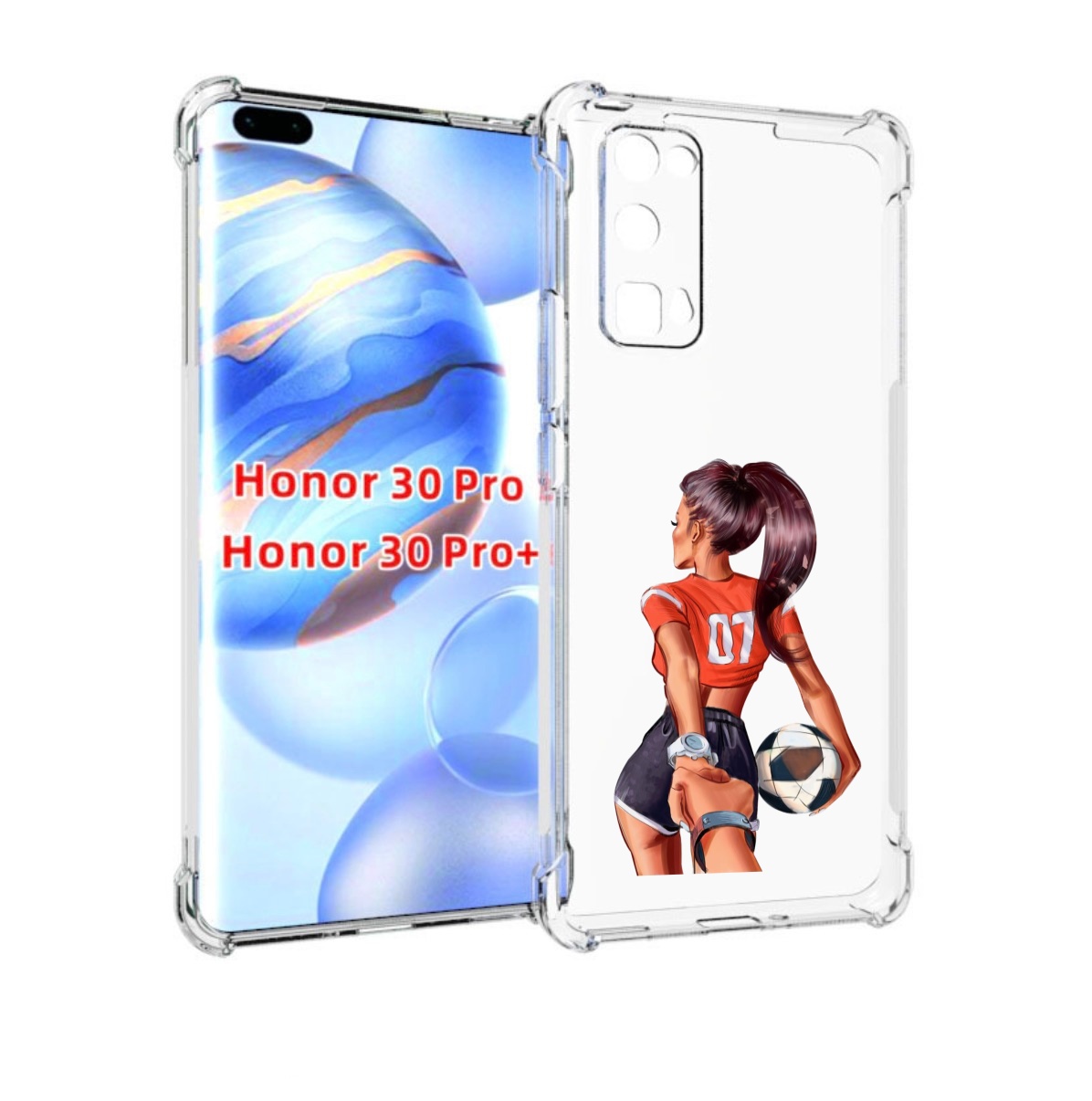 

Чехол бампер MyPads Девушка-футболистка женский для Honor, Прозрачный, Tocco