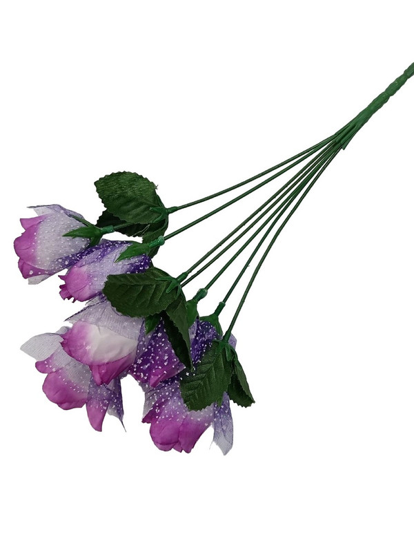 

Четыре букета бутонов Роз в гипюре 7 голов 37 см фиолетовый, СР_Б2157