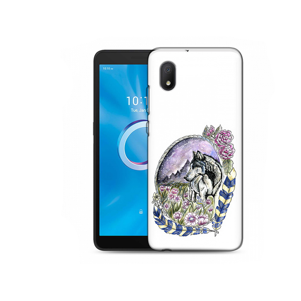 

Чехол MyPads Tocco для Alcatel 1B 5002H нарисованный волк в цветах с перьями, Tocco