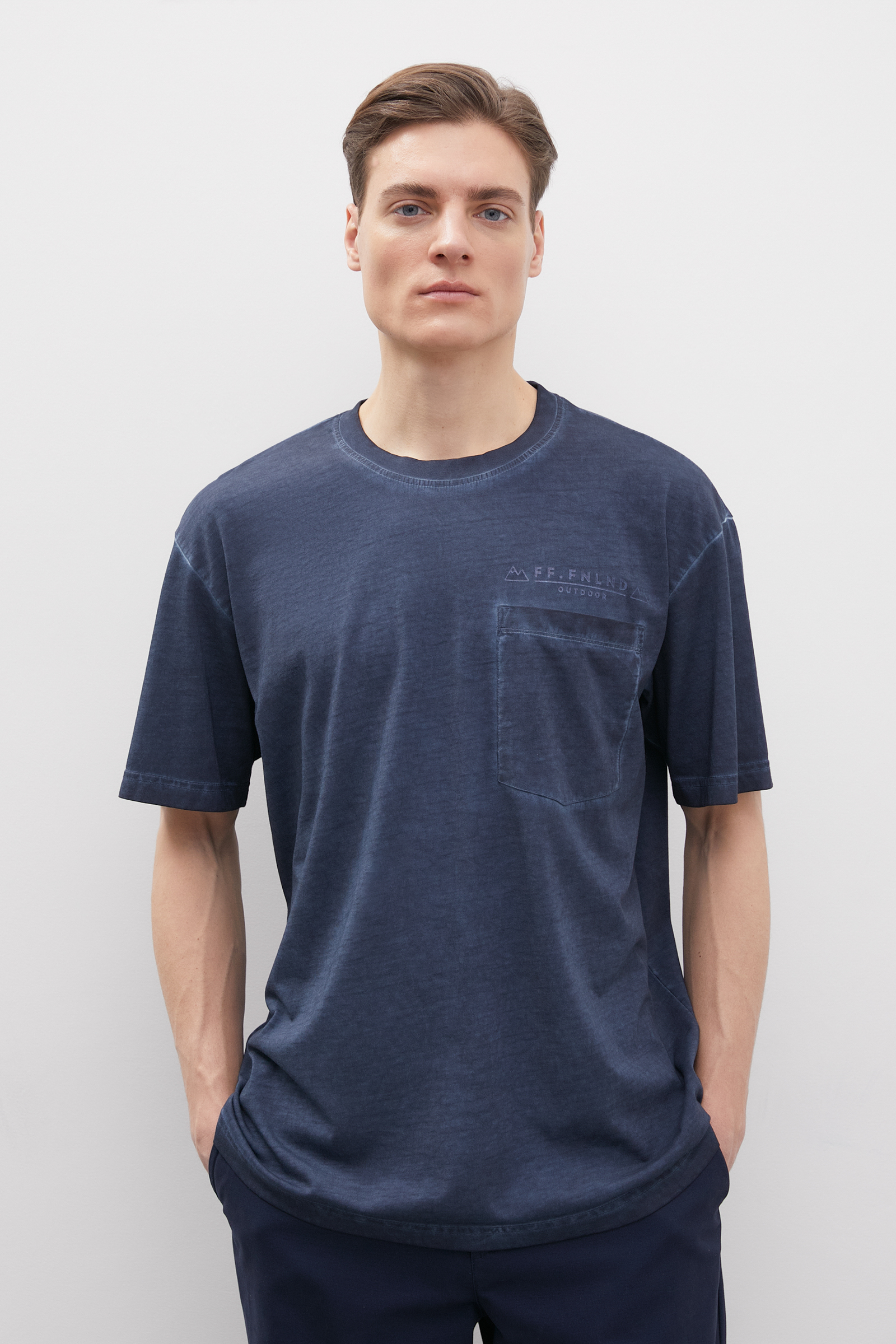 

Футболка мужская Finn Flare FBD210101 синяя M, Синий, FBD210101