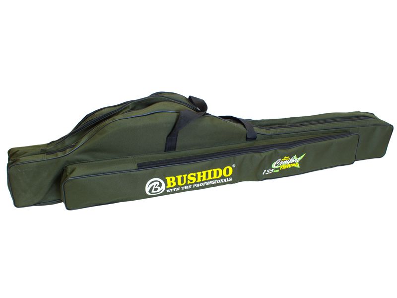 Чехол рыболовный для удилищ BUSHIDO COMFORT fishing 3-х секционный, с карманом, 1,35м ХАКИ