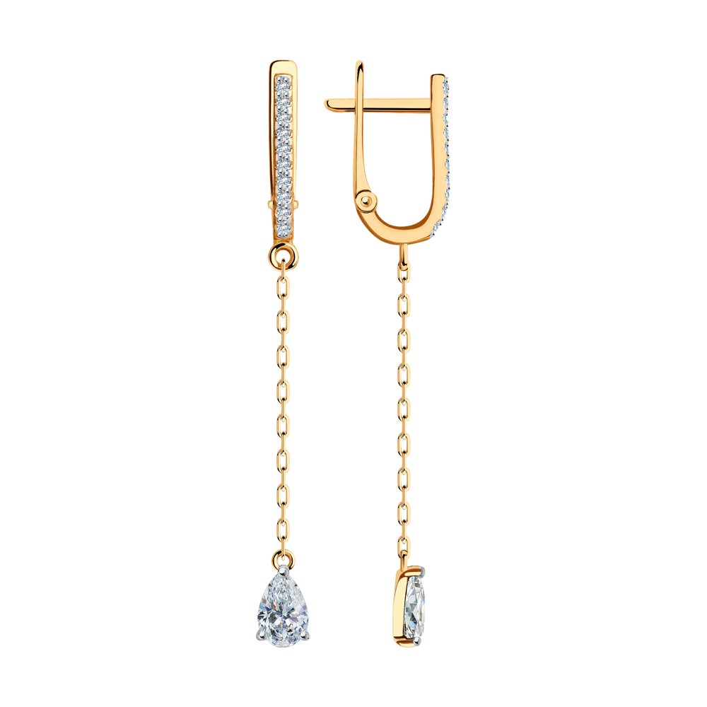 

Серьги подвески из красного золота SOKOLOV 029417, фианит, 029417