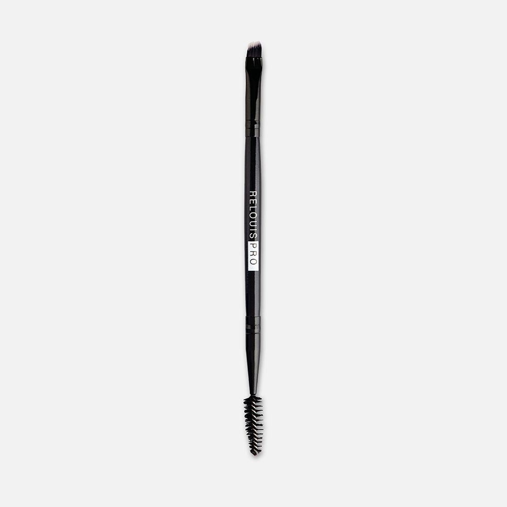 Кисть для бровей RELOUIS Pro Brow & Eyeliner №6 двухсторонняя, черная m art кисть для бровей 10 плоская синтетика ручка черная профессиональная