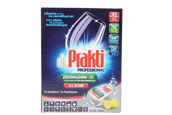 фото Таблетки для посудомоечных машин dr.prakti professional 1.4 кг 72 шт clovin