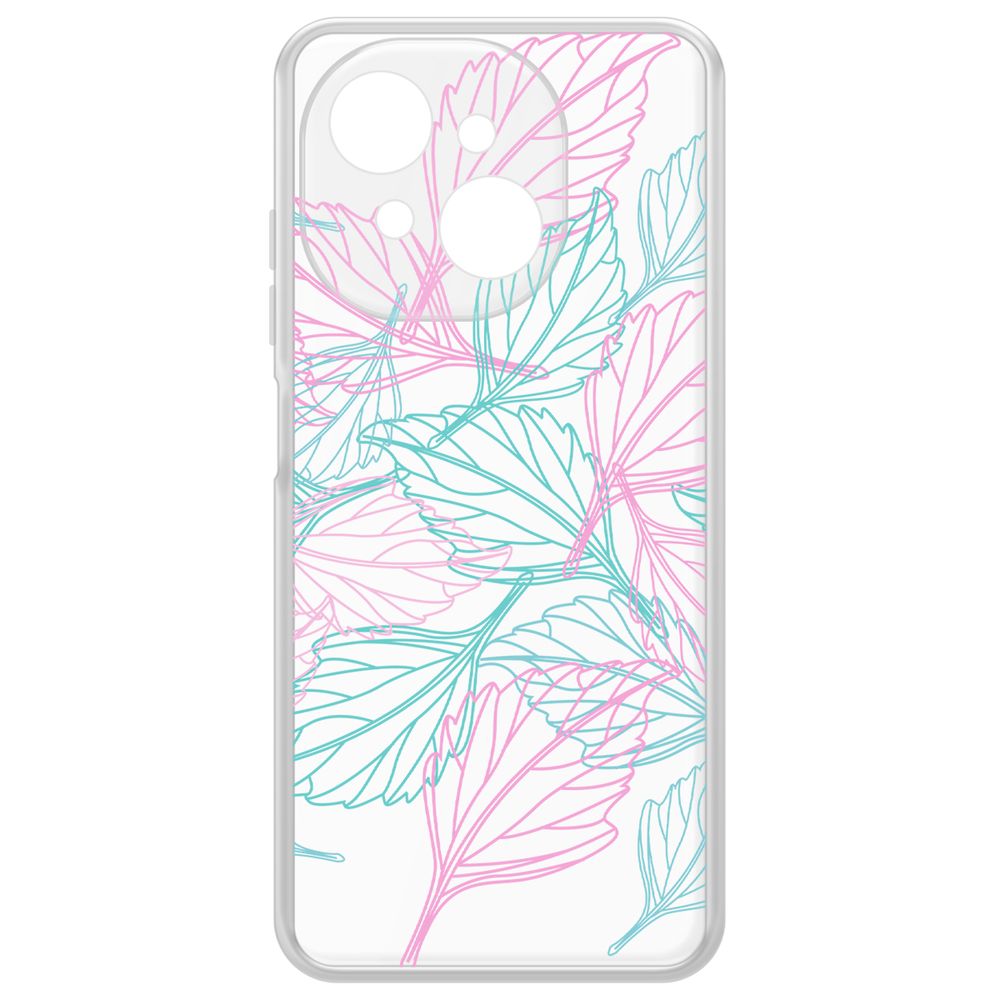 

Чехол-накладка Krutoff Clear Case Листья паттерн для Tecno Spark Go 1, Прозрачный