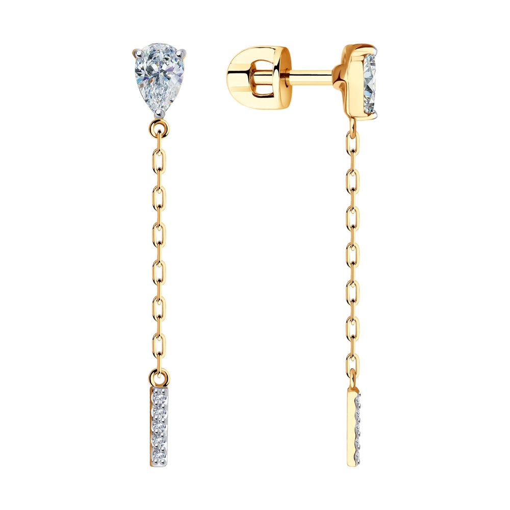 

Серьги подвески из красного золота SOKOLOV 029470, фианит, 029470