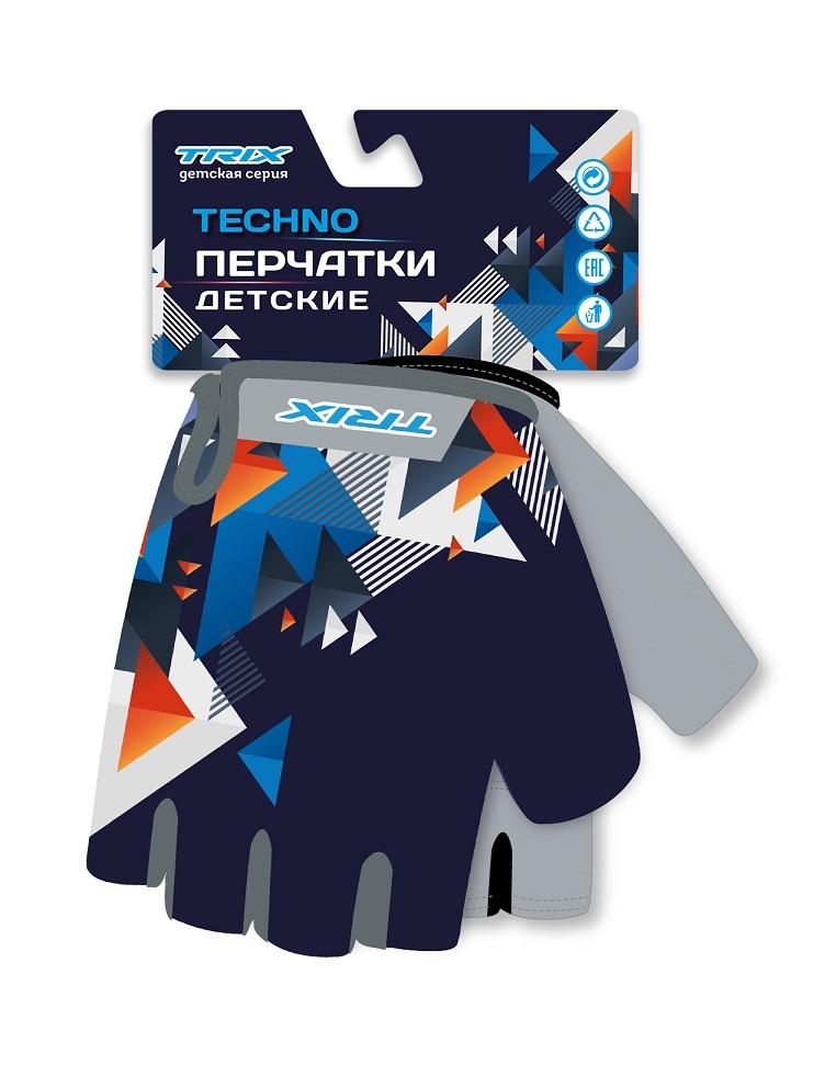 

Перчатки TRIX Nw Techno детск., 5XS гелев. вставки лайкра/искусств. замша, антискользящие, Синий;серый