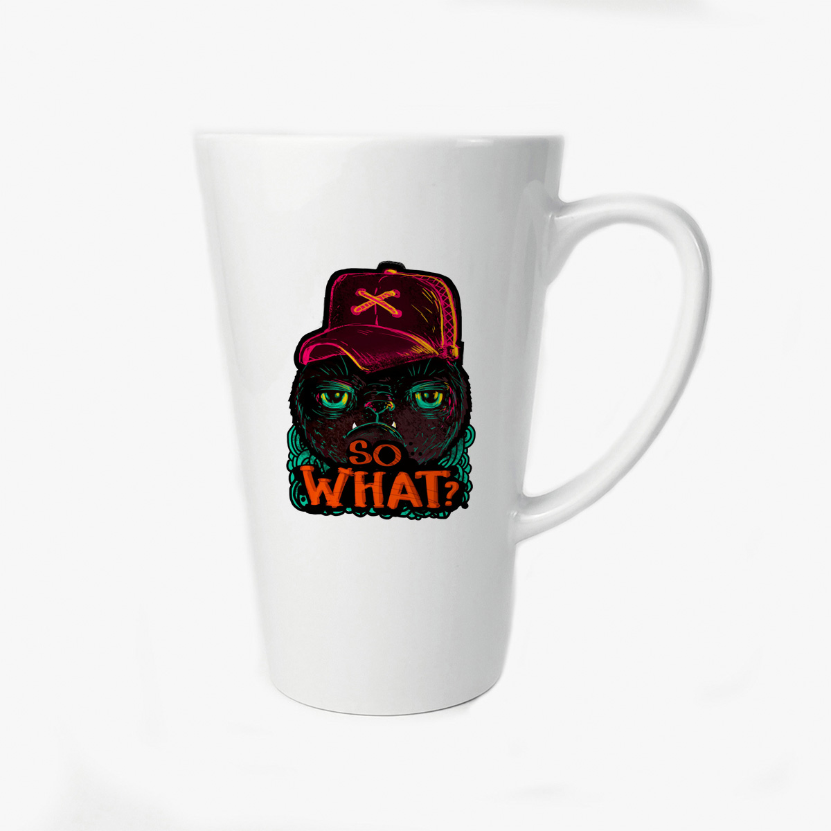 

Большая конусная кружка CoolPodarok Прикол Стикер so what