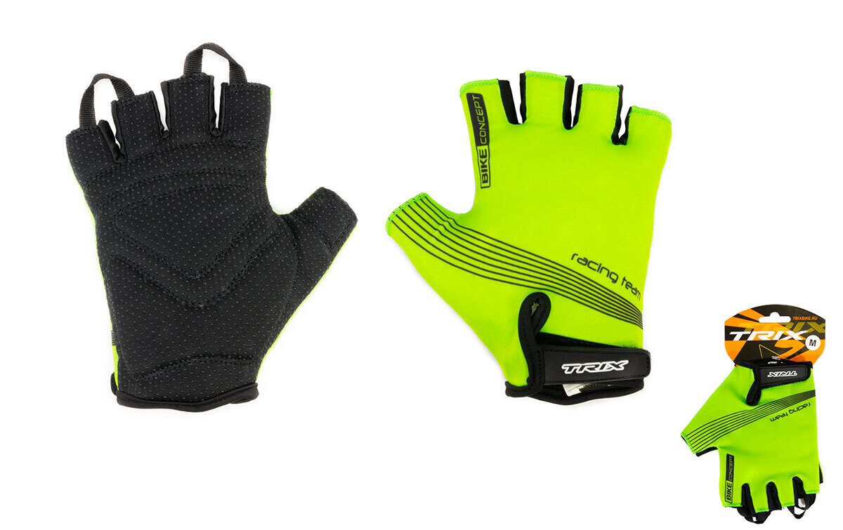 

Перчатки TRIX nw мужские XXL короткие пальцы гелевые вставки лайкра зеленые, Зеленый;черный