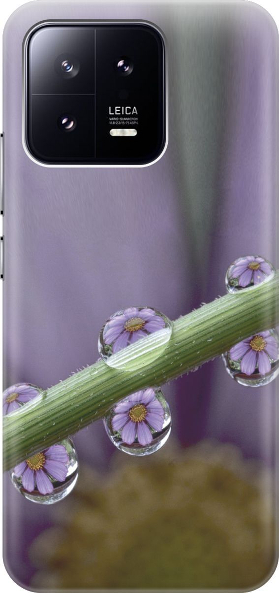 

Силиконовый чехол на Xiaomi 13 с эффектом блеска "Сиреневые цветы в каплях", Зеленый;фиолетовый, 159011