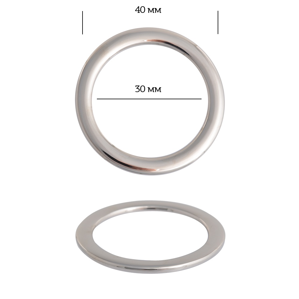 фото Tby 40 мм, внутри 30 мм, цвет никель, 10 шт