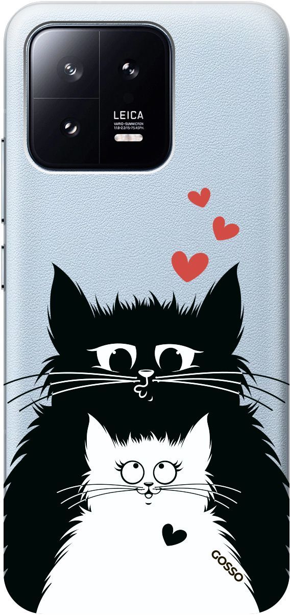

Силиконовый чехол на Xiaomi 13 с 3D принтом "Cats in Love" прозрачный, Прозрачный;белый, 159017