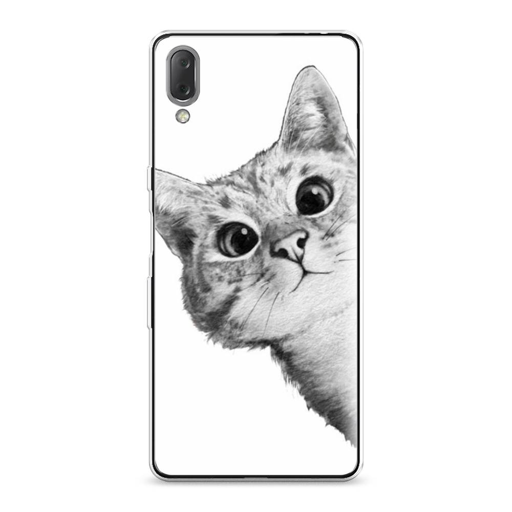 фото Силиконовый чехол "кот рисунок черно-белый" на sony xperia l3 awog