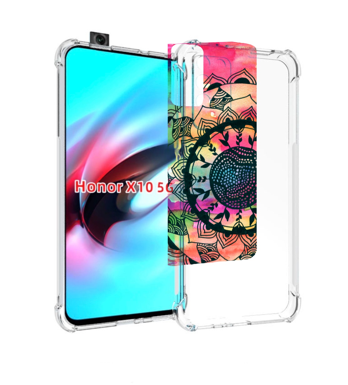 

Чехол MyPads яркая абстракция круглый цветок для Honor X10, Прозрачный, Tocco