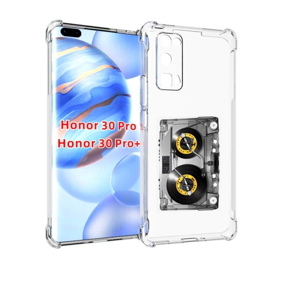 

Чехол бампер MyPads Кассета музыкальная для Honor 30 Pro, Прозрачный, Tocco